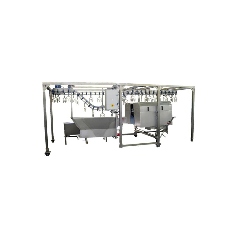 Chaine d’abattage compacte type PL en inox pour volailles, système ergonomique et performant pour ateliers avicoles.