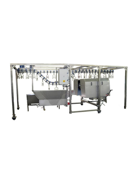 Chaine d’abattage compacte type PL en inox pour volailles, système ergonomique et performant pour ateliers avicoles.